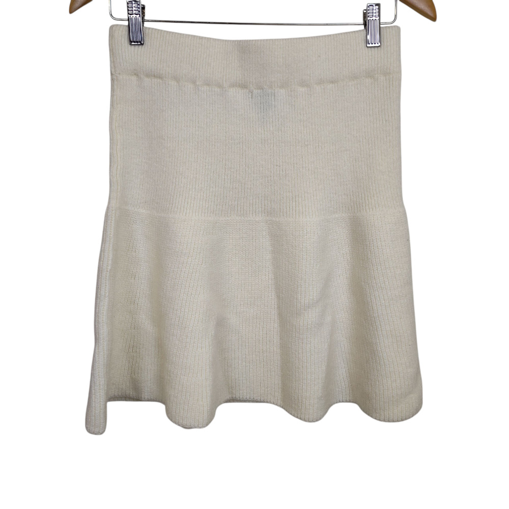 Mable Skirt Womens Large Cream Rib Knit Flare Soft Stretch Fall Preppy - Picture 7 of 13